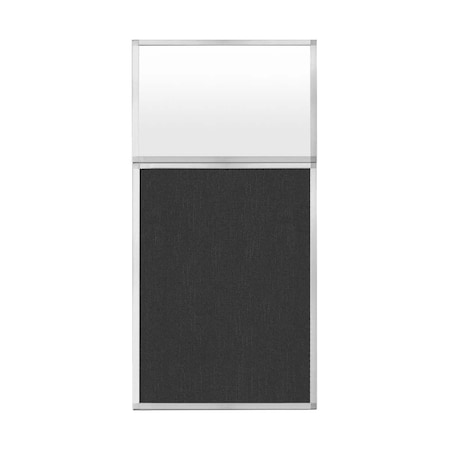 Versare Hush Panel Configurable Cubicle Partition 3' x 6' W/ Window Black Fabric Frosted Window 1852302-3
